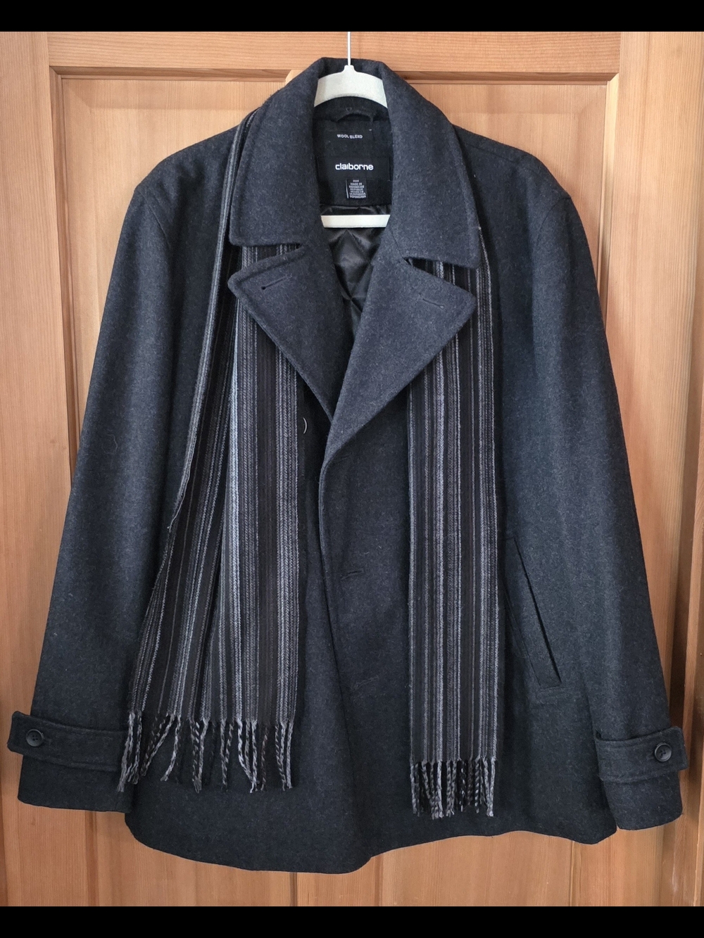 Claiborne Black Wool-Blend Coat Label Detail